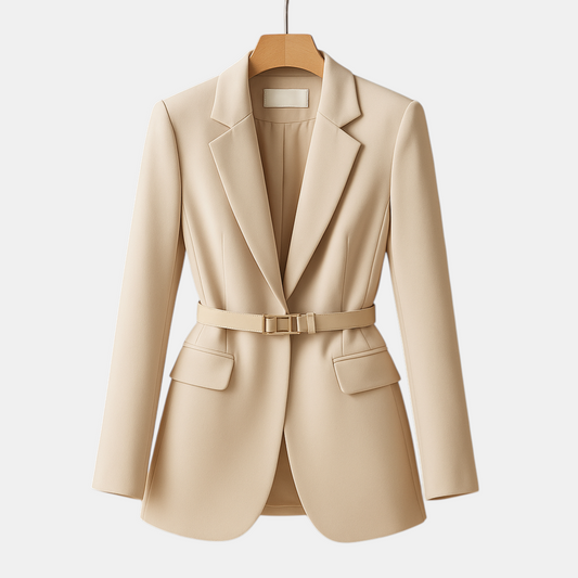 Dames blazer met elegante getailleerde pasvorm en stijlvolle uitstraling, ideaal voor werk en avondgelegenheden.