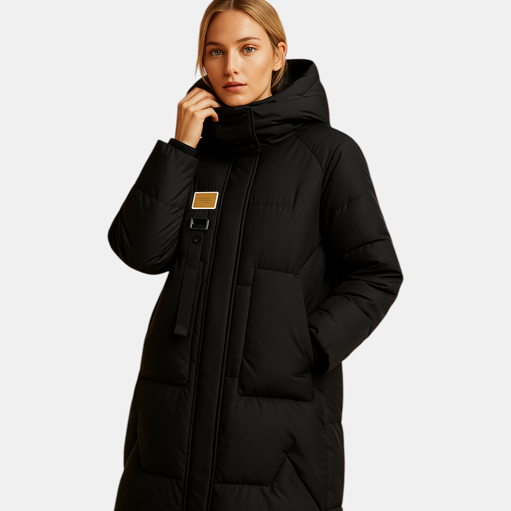 Elegante warme winterjas voor dames met getailleerde pasvorm, praktische zakken en warme voering, ideaal voor dagelijks gebruik en feestelijke gelegenheden.