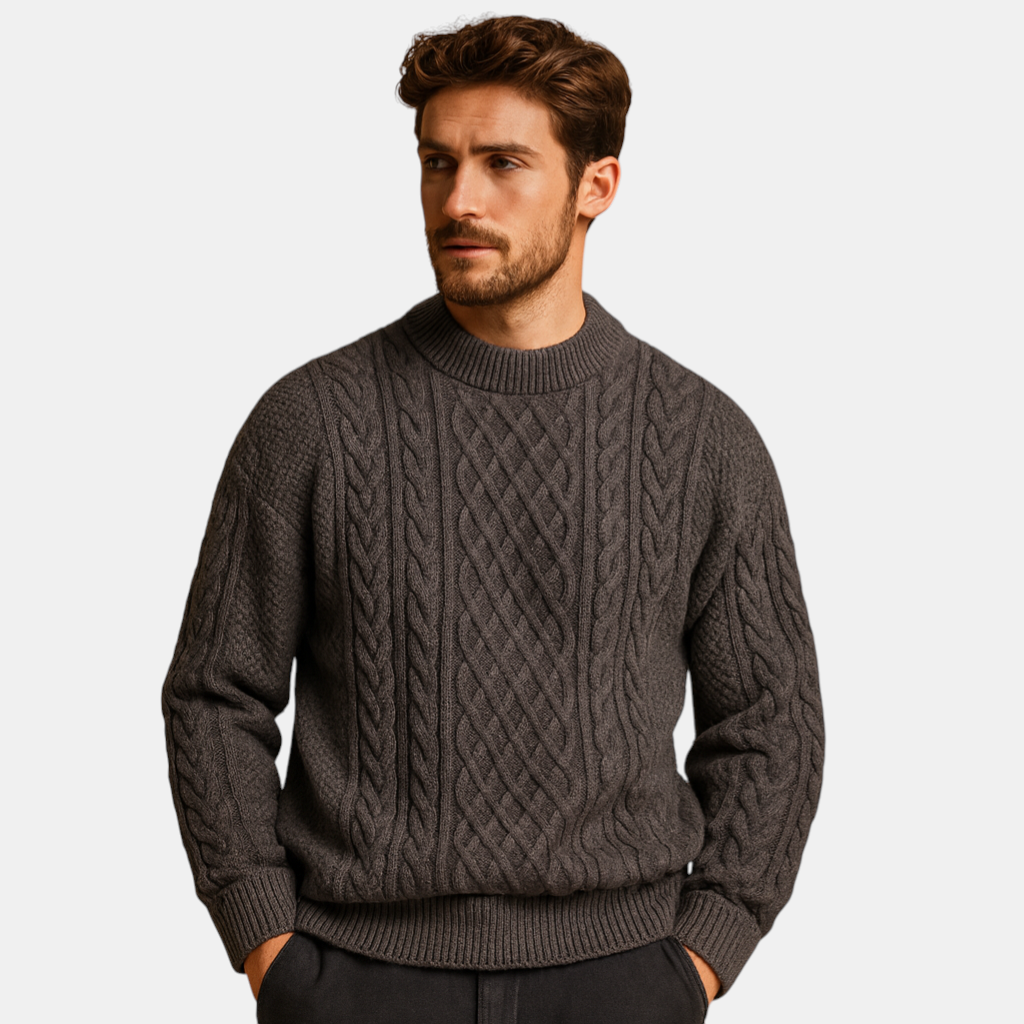 Gebreide wintertrui voor heren met ronde hals en losse pasvorm, ideaal voor koude dagen. Tijdloos ontwerp voor dagelijks gebruik en casual outfits.