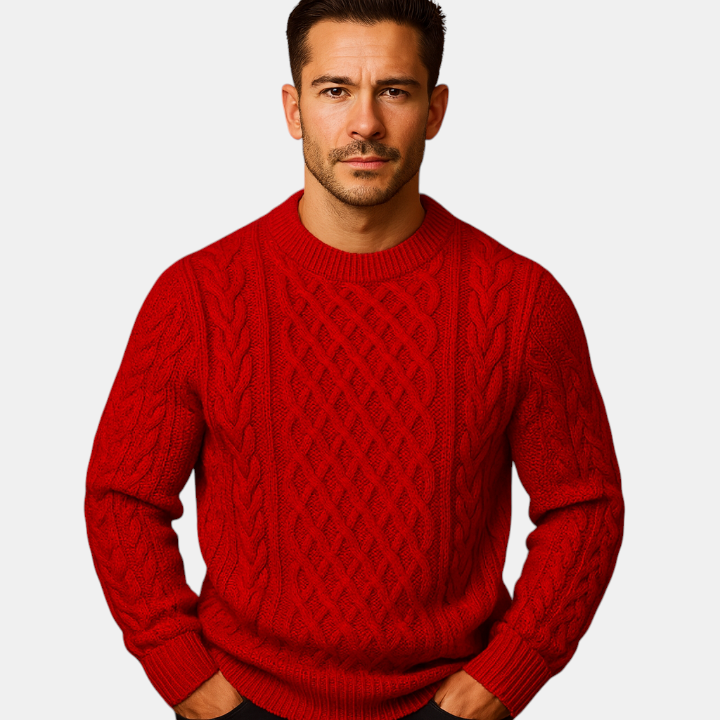 Gebreide wintertrui voor heren met ronde hals en losse pasvorm, ideaal voor koude dagen. Tijdloos ontwerp voor dagelijks gebruik en casual outfits.