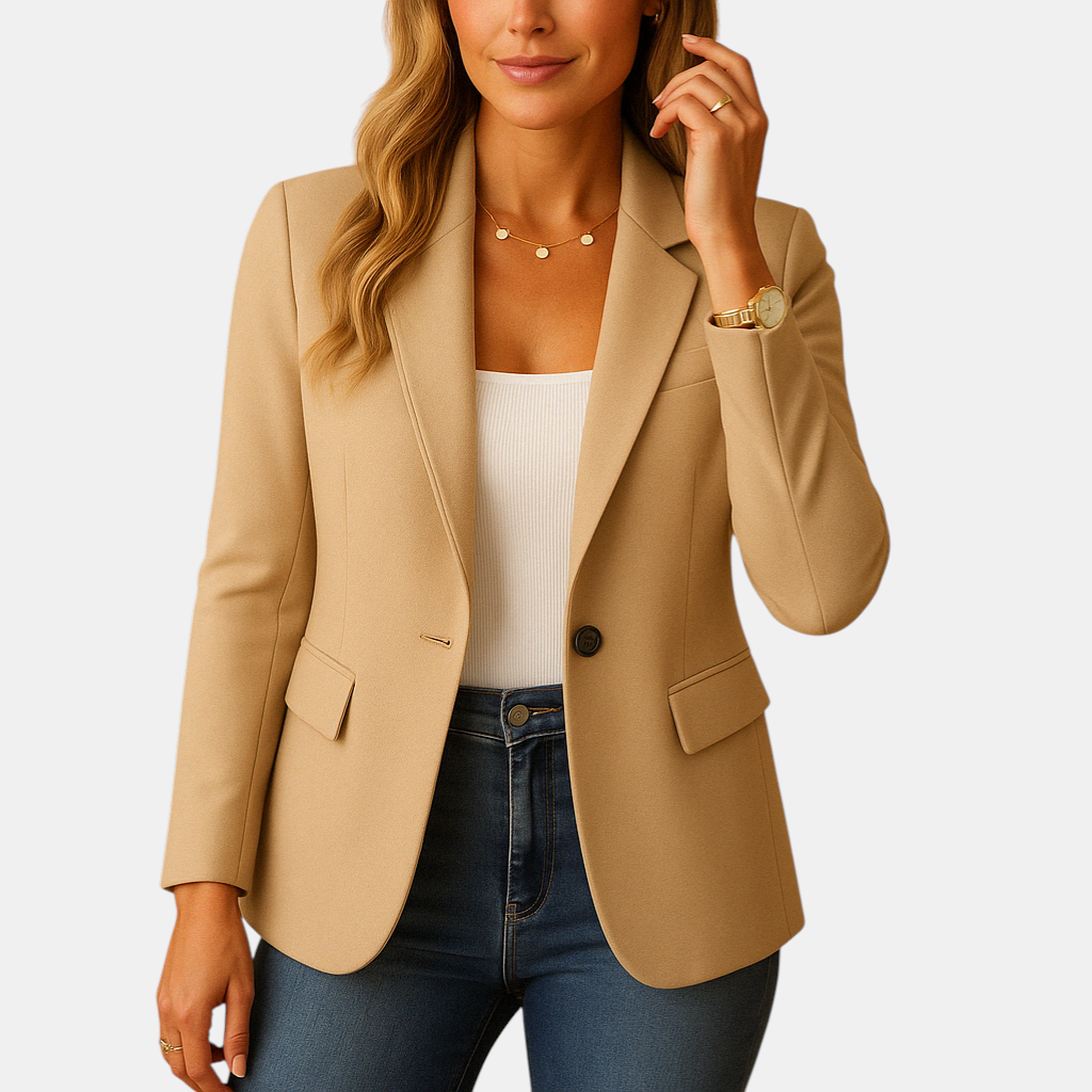 Getailleerde damesblazer met stretch en klassieke snit, ideaal voor formele gelegenheden, kantoor en casual outfits
