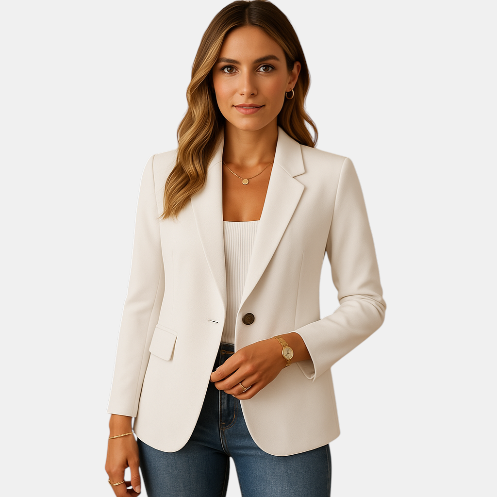 Getailleerde damesblazer met stretch en klassieke snit, ideaal voor formele gelegenheden, kantoor en casual outfits