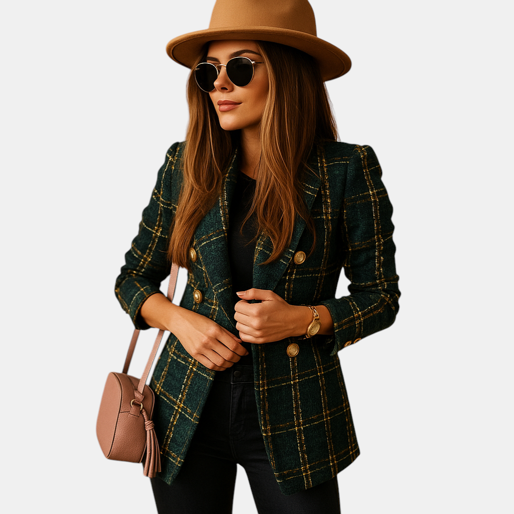 Elegante getailleerde damesblazer van hoogwaardige stofmix, perfect voor kantoor, formele afspraken en casual chique stijlen.