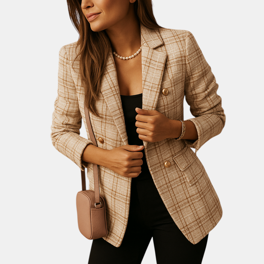 Elegante getailleerde damesblazer van hoogwaardige stofmix, perfect voor kantoor, formele afspraken en casual chique stijlen.