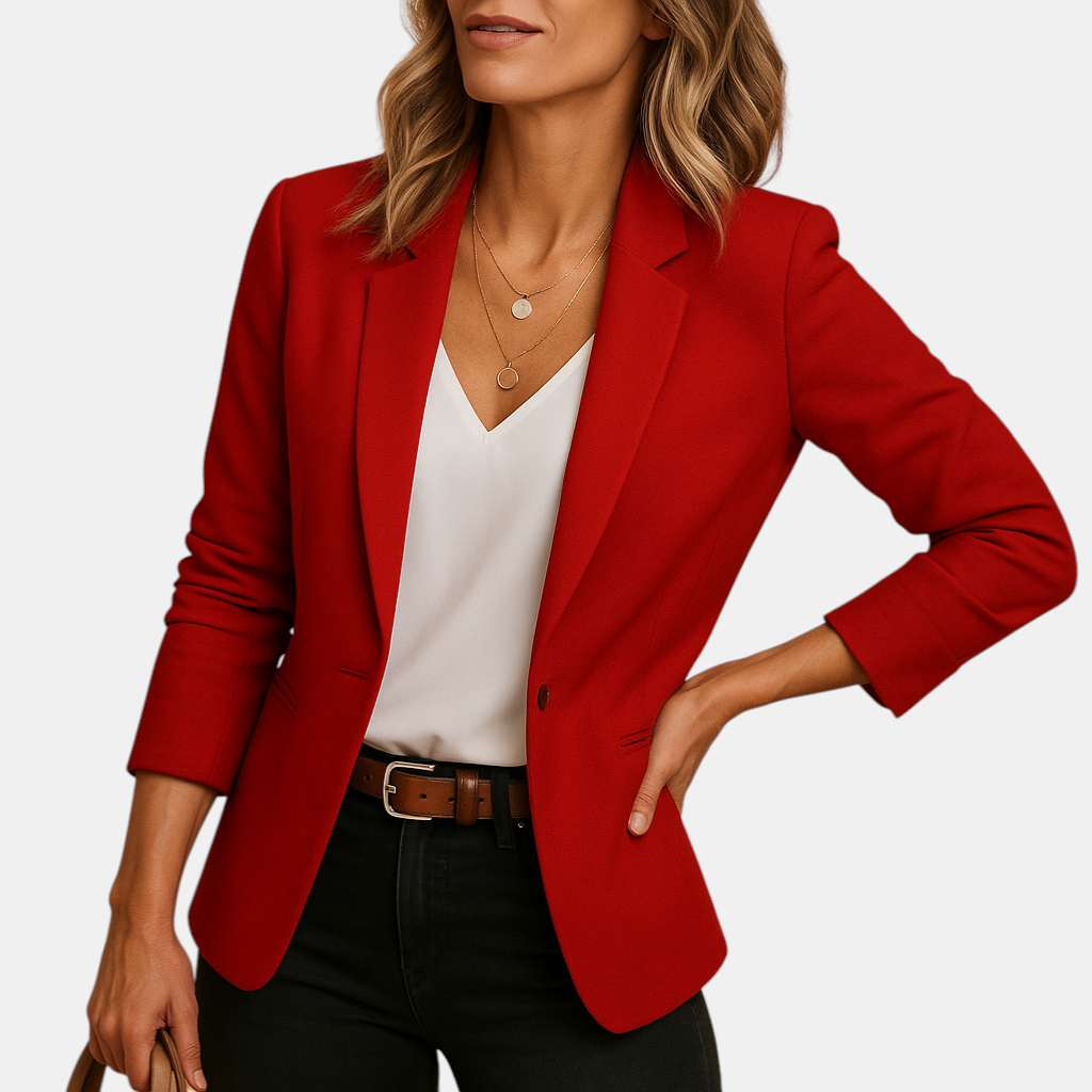 Elegante damesblazer met lange mouwen en getailleerde pasvorm, ideaal voor werk, events en casual outfits.