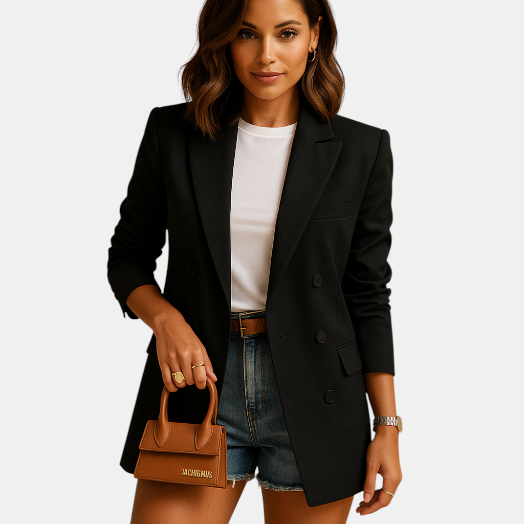 Elegante halflange blazer voor dames met comfortabele pasvorm, ideaal voor kantoor, diner of stijlvolle dagelijkse looks.