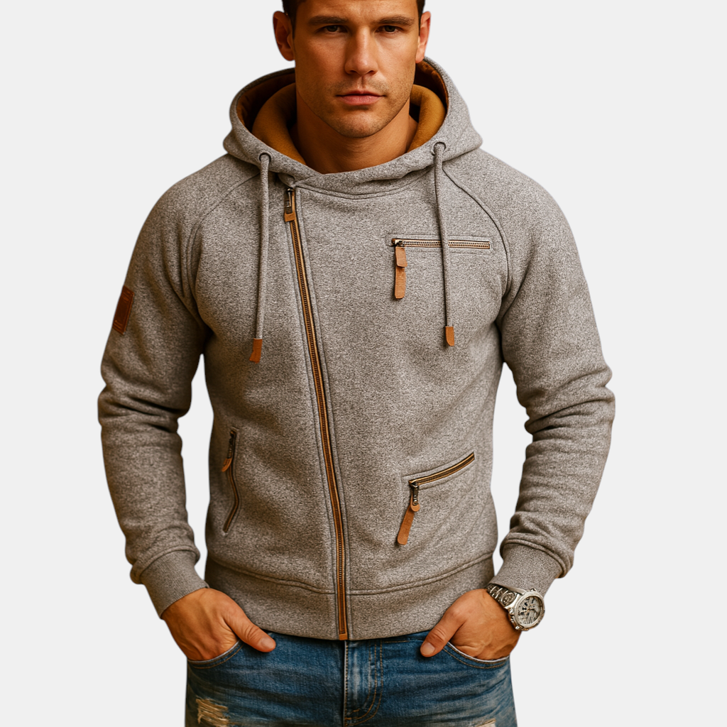 Heren vest met capuchon en praktische zakken, ideaal voor casual en semi-formele looks tijdens de herfst en winter.