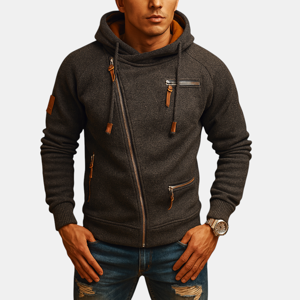 Heren vest met capuchon en praktische zakken, ideaal voor casual en semi-formele looks tijdens de herfst en winter.