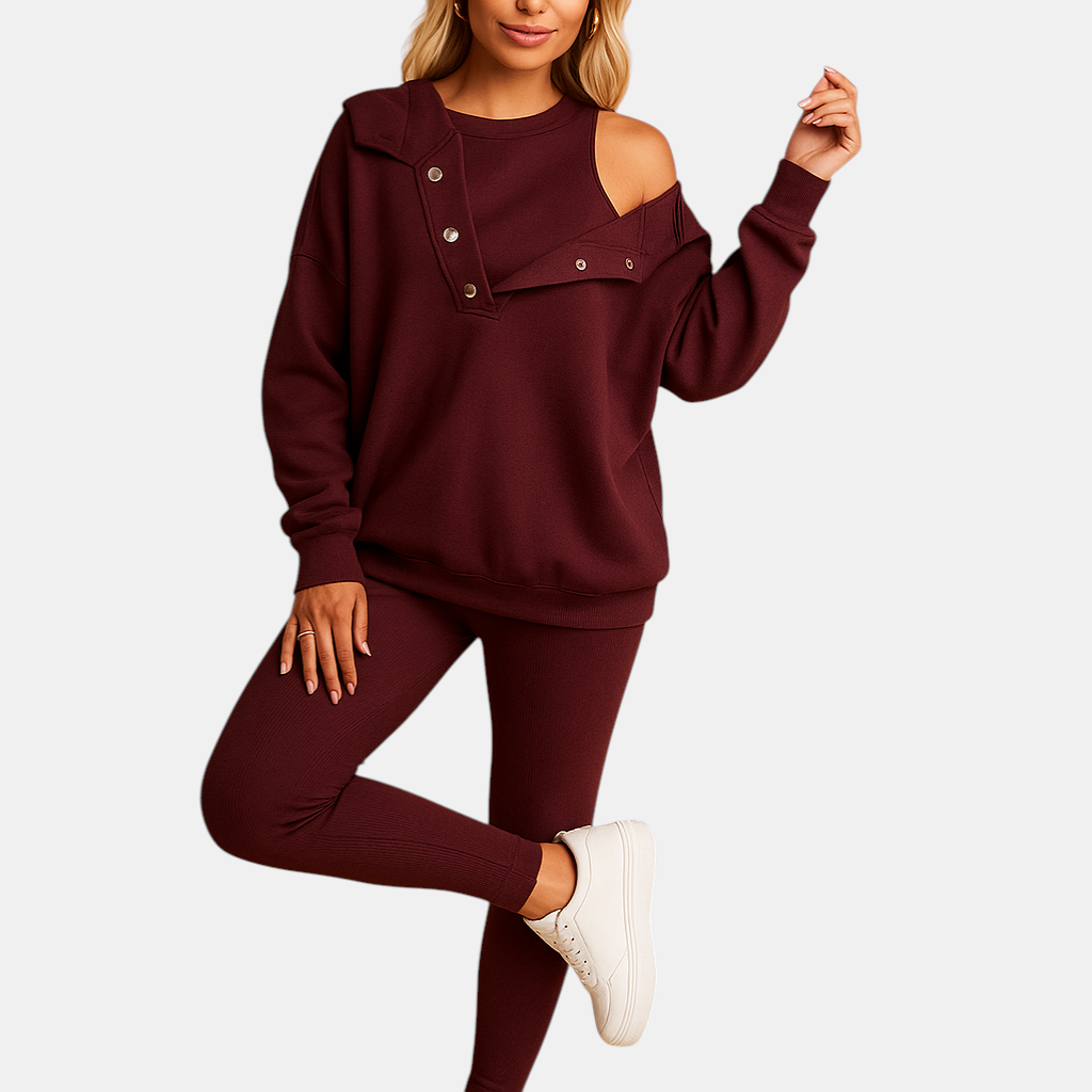 Cozy and versatile jogger set for women, perfect for lounging, exercising, or running errands during fall and winter months
