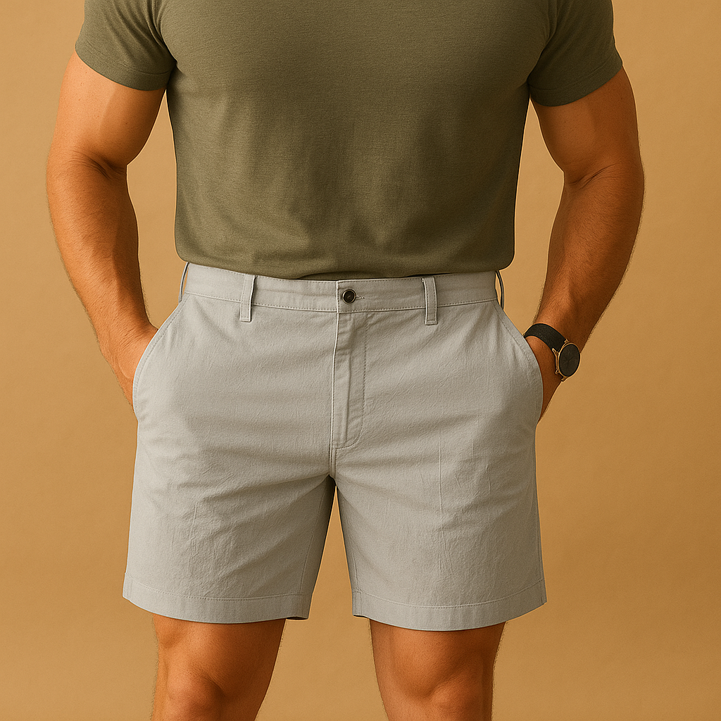 Linnen korte broek voor heren in relaxed fit, perfect voor warme zomerdagen en casual outfits. Verkrijgbaar in wit, kaki, grijs en donkerblauw.