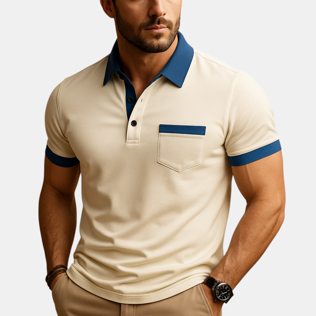 Luxury Raf Classic Fit Polo Shirt in marine blue with classic fit, perfect for dressing up or down.
