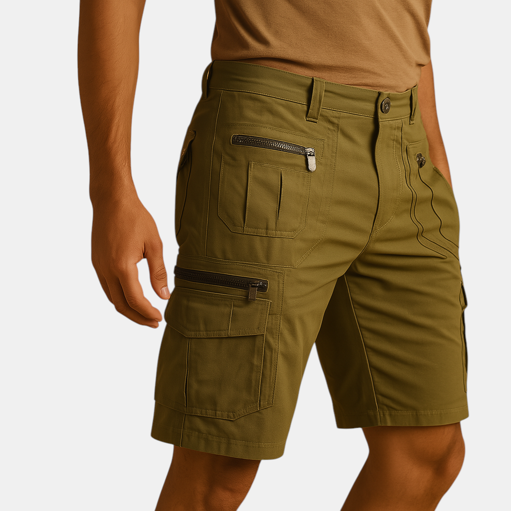 Heren cargoshort in luxe stijl tot op de knie met vele zakken voor outdoor en reizen