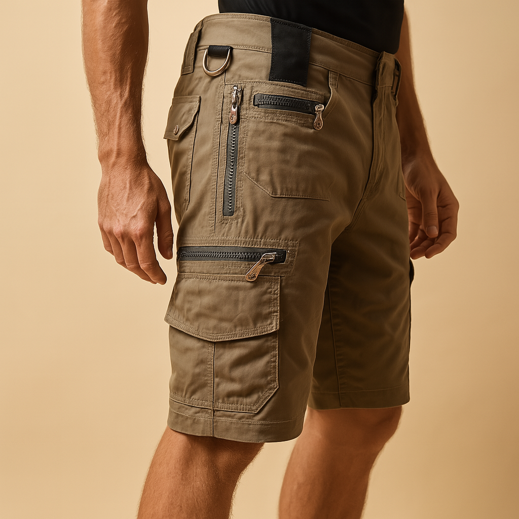 Comfortabele herencargoshort met meerdere zakken en effen kleuren