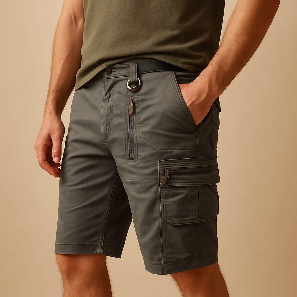 Elegante herencargoshort met zakken en buitenactiviteiten