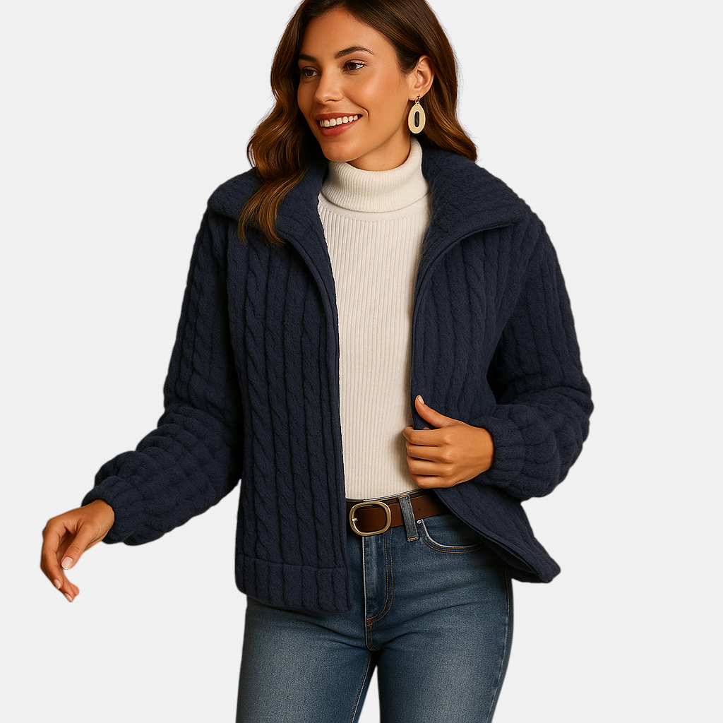 Lang fleece vest voor dames met opstaande kraag en zakken, ideaal voor casual outfits en frisse dagen.