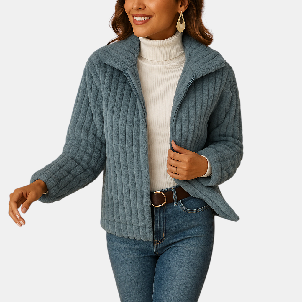 Lang fleece vest voor dames met opstaande kraag en zakken, ideaal voor casual outfits en frisse dagen.