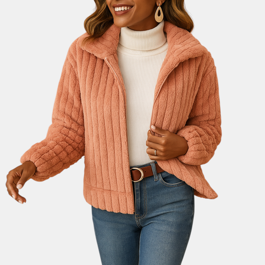 Lang fleece vest voor dames met opstaande kraag en zakken, ideaal voor casual outfits en frisse dagen.