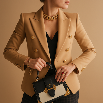 Elegante lange blazer voor dames met tijdloos design in zwart, beige of grijs – geschikt voor werk en dagelijkse stijl