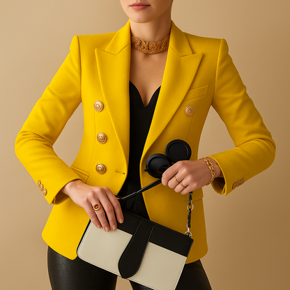 Elegante lange blazer voor dames met tijdloos design in zwart, beige of grijs – geschikt voor werk en dagelijkse stijl