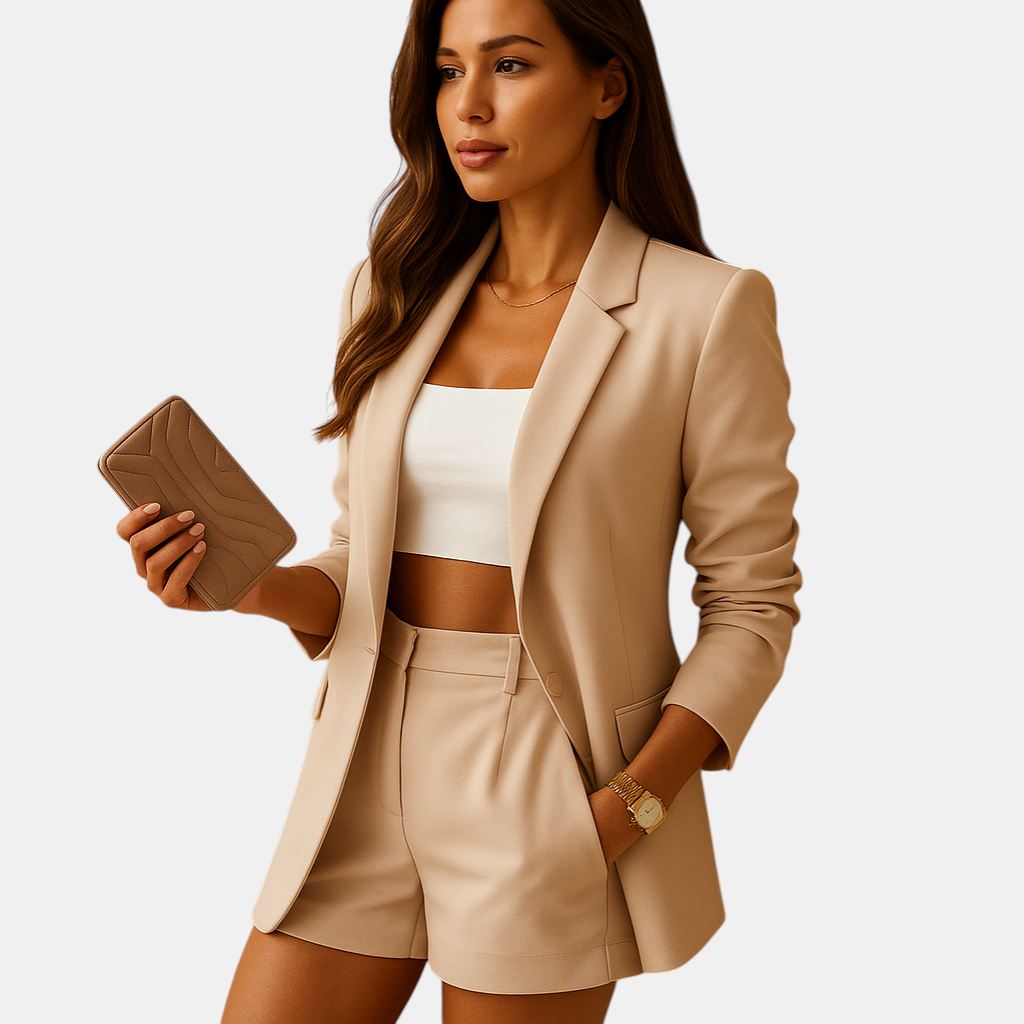 Lange elegante blazer voor dames in klassiek zwart, ideaal voor kantoor en zakelijke gelegenheden.