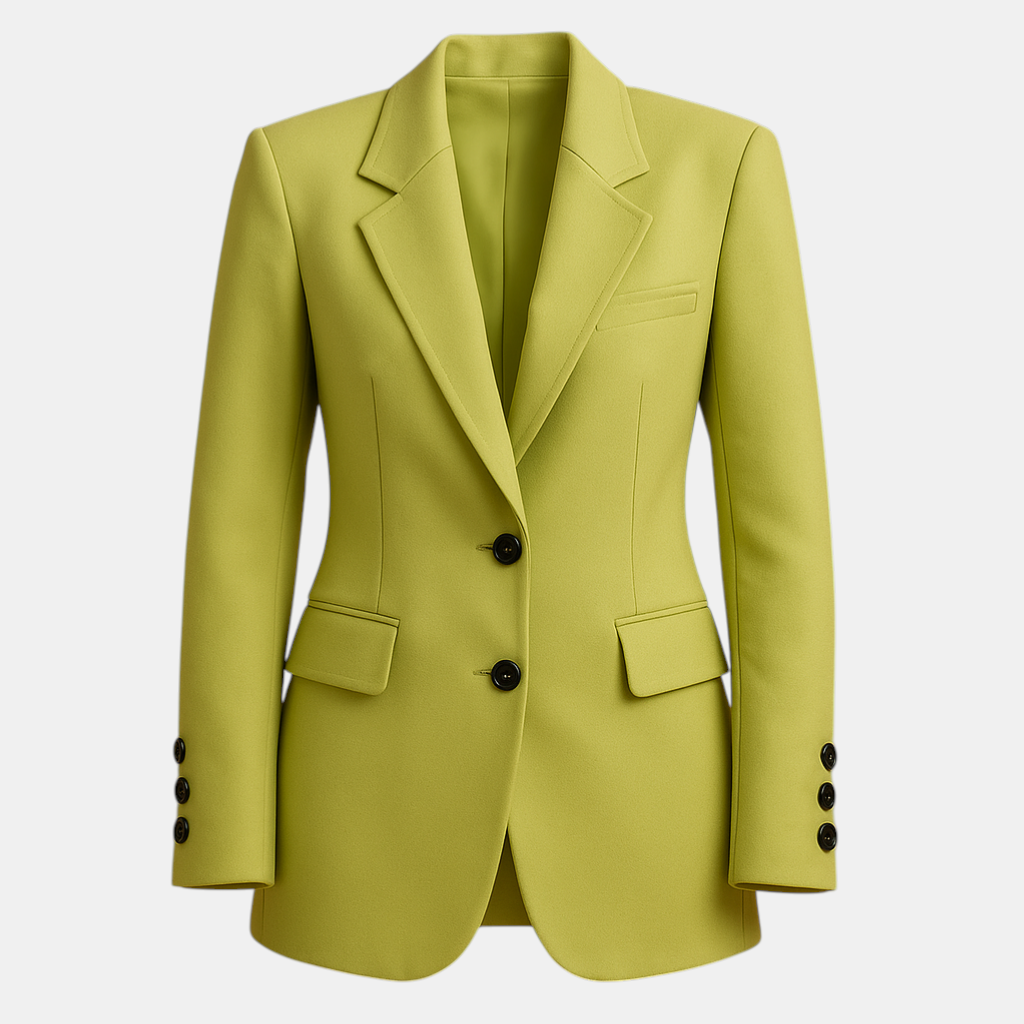 Lange elegante damesblazer in klassiek design met moderne afwerking – geschikt voor werk en dagelijks gebruik