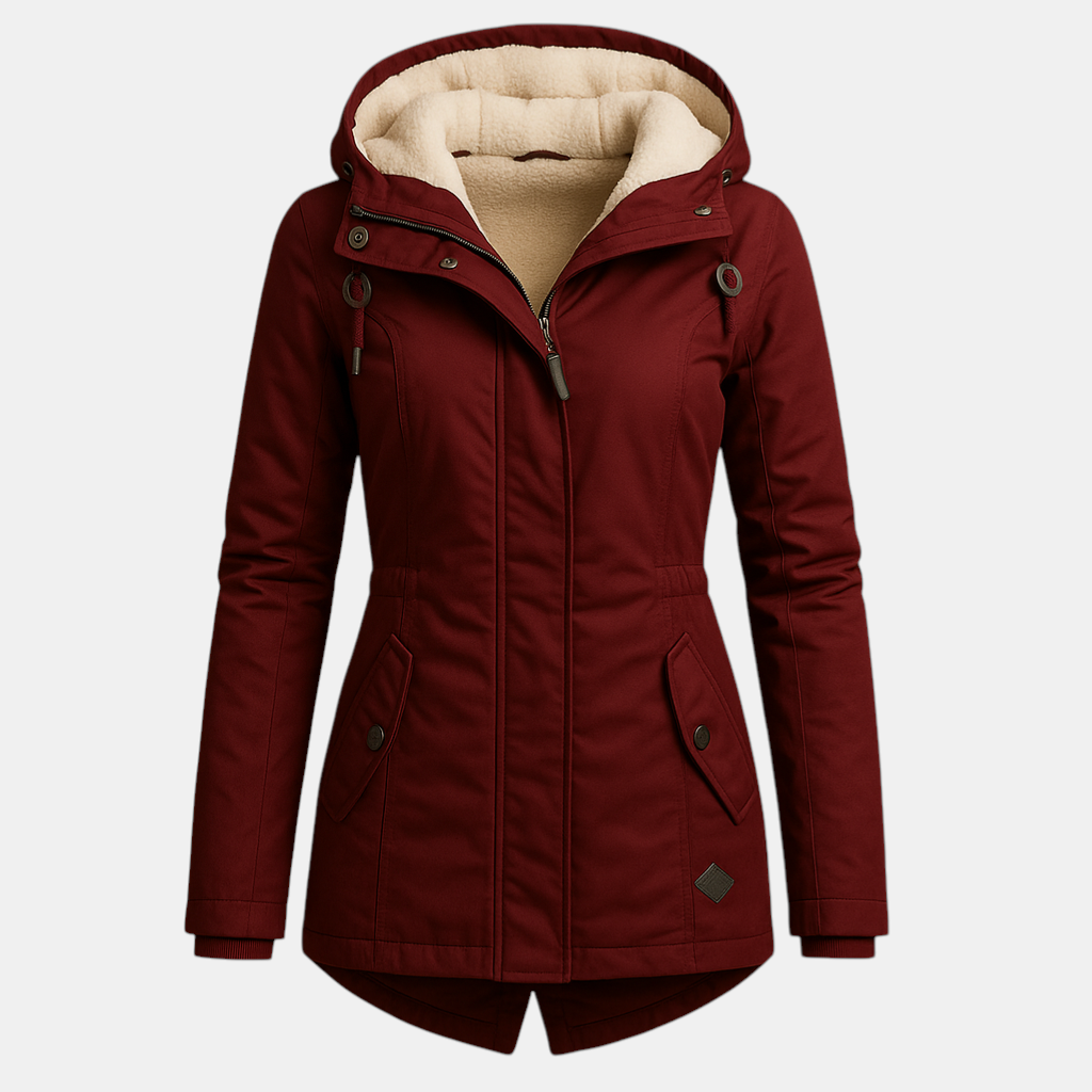 Lange winterjas voor dames met warme voering en stijlvolle pasvorm, geschikt voor casual en formele winterdagen.