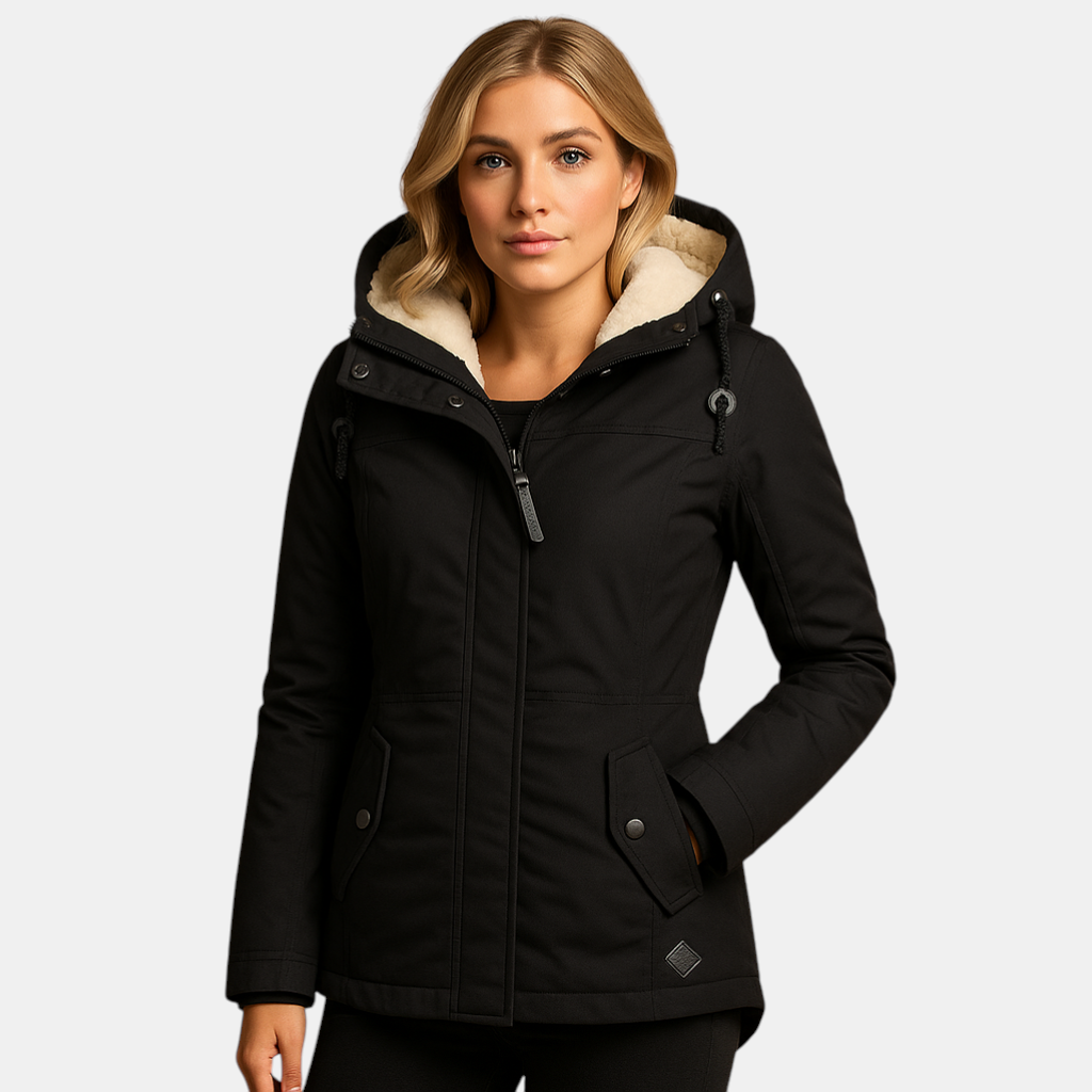 Lange winterjas voor dames met warme voering en stijlvolle pasvorm, geschikt voor casual en formele winterdagen.