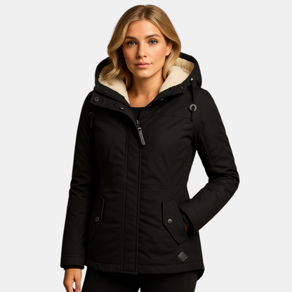 Lange winterjas voor dames met warme voering en stijlvolle pasvorm, geschikt voor casual en formele winterdagen.