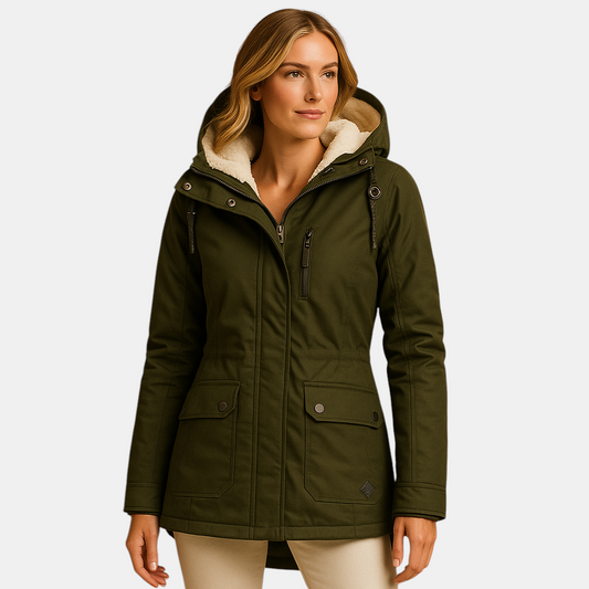 Lange winterjas voor dames met warme voering en stijlvolle pasvorm, geschikt voor casual en formele winterdagen.