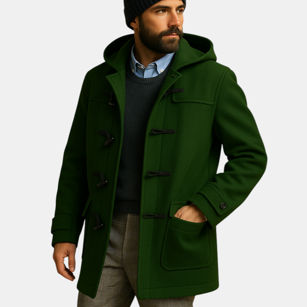 Lange heren winterjas met warme voering, comfortabele pasvorm en stijlvolle snit, ideaal voor werk, wandelen en dagelijks gebruik.