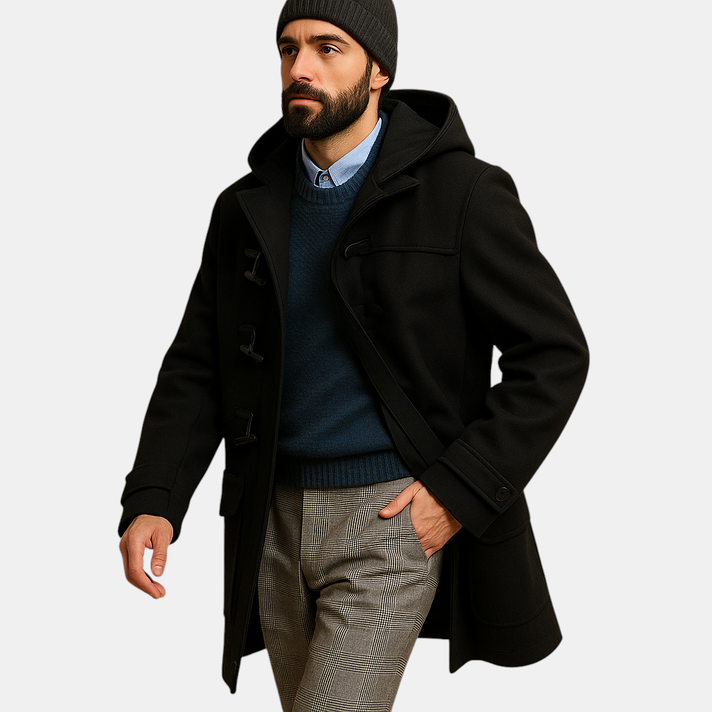 Lange heren winterjas met warme voering, comfortabele pasvorm en stijlvolle snit, ideaal voor werk, wandelen en dagelijks gebruik.