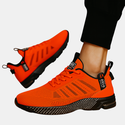 Lichtgewicht sportschoenen voor heren in oranje, grijs of groen met ademend ontwerp, comfortabele pasvorm en moderne uitstraling – ideaal voor dagelijks gebruik.