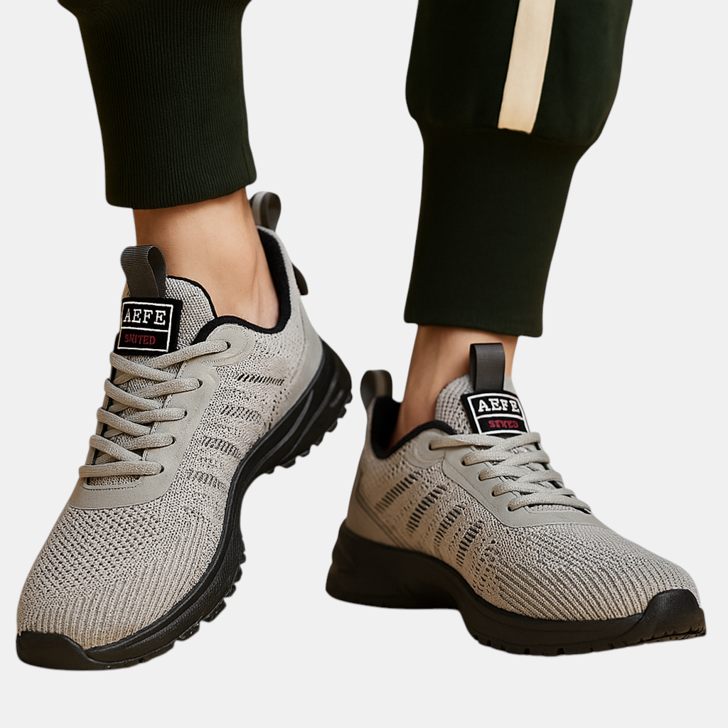 Lichtgewicht sportschoenen voor heren in oranje, grijs of groen met ademend ontwerp, comfortabele pasvorm en moderne uitstraling – ideaal voor dagelijks gebruik.