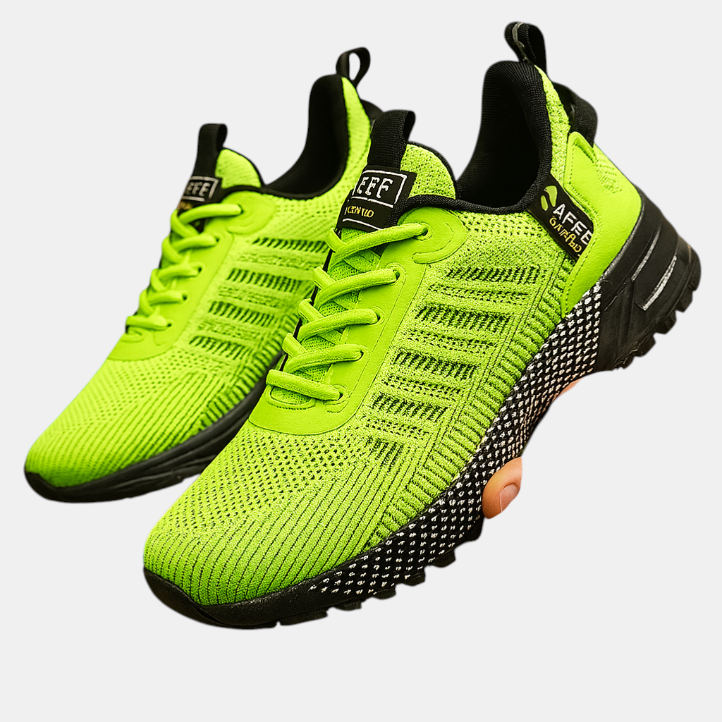 Lichtgewicht sportschoenen voor heren in oranje, grijs of groen met ademend ontwerp, comfortabele pasvorm en moderne uitstraling – ideaal voor dagelijks gebruik.