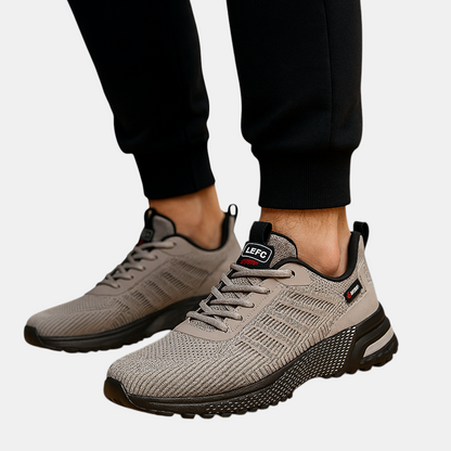 Lichtgewicht sportschoenen voor heren in oranje, grijs of groen met ademend ontwerp, comfortabele pasvorm en moderne uitstraling – ideaal voor dagelijks gebruik.
