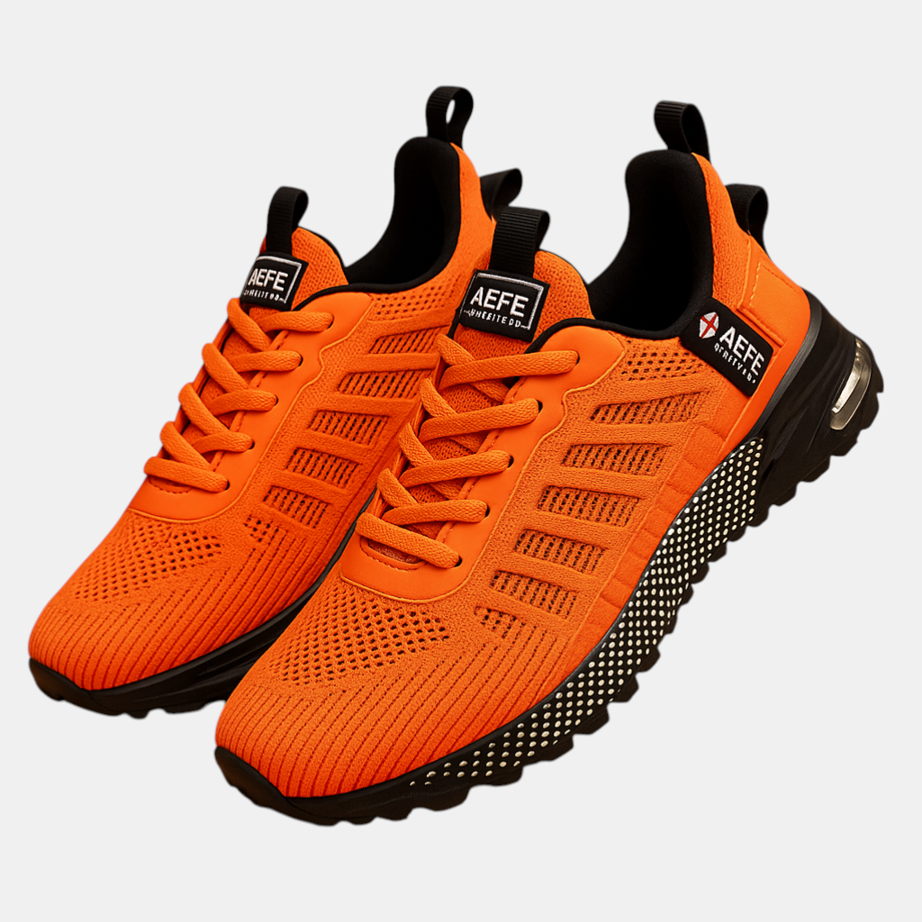 Lichtgewicht sportschoenen voor heren in oranje, grijs of groen met ademend ontwerp, comfortabele pasvorm en moderne uitstraling – ideaal voor dagelijks gebruik.