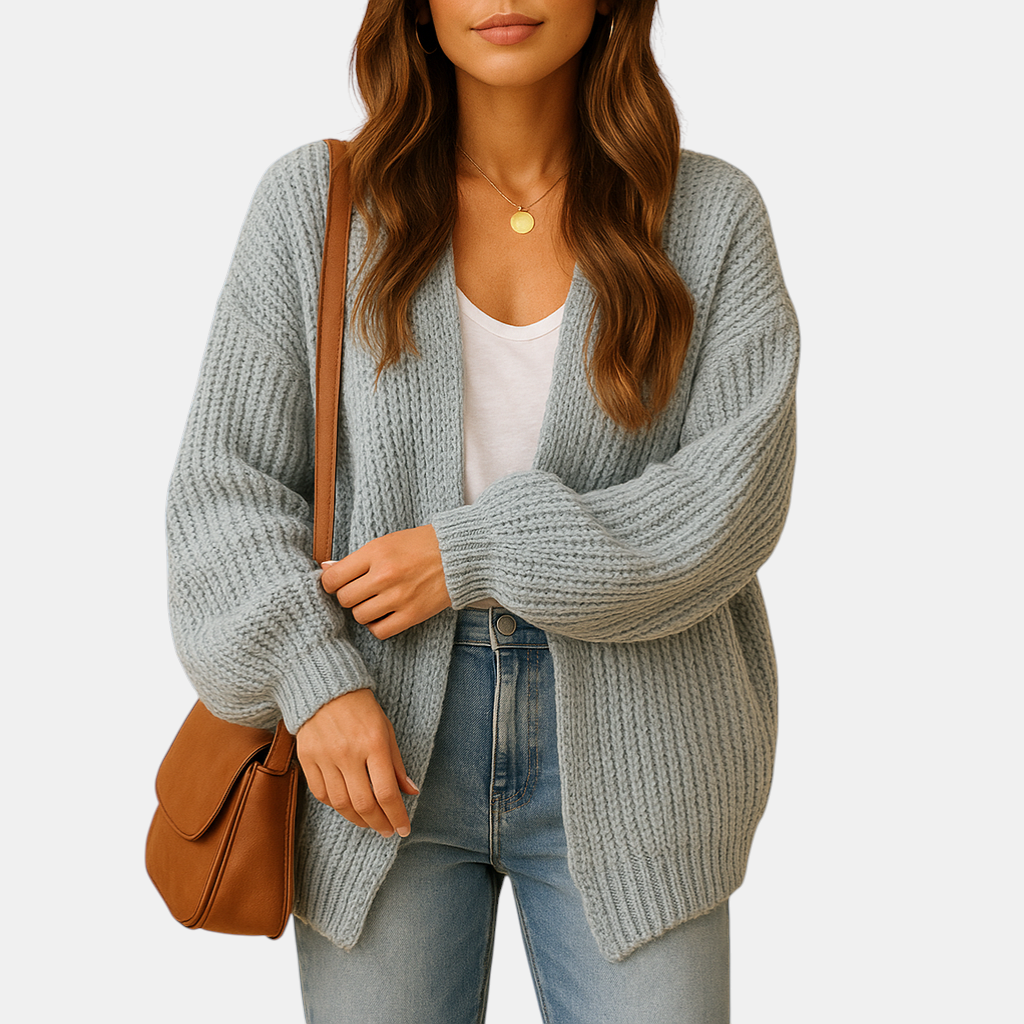 Casual damesvest met open voorkant, ademende stof en losvallende pasvorm, ideaal voor laagjes in lente, herfst en winter