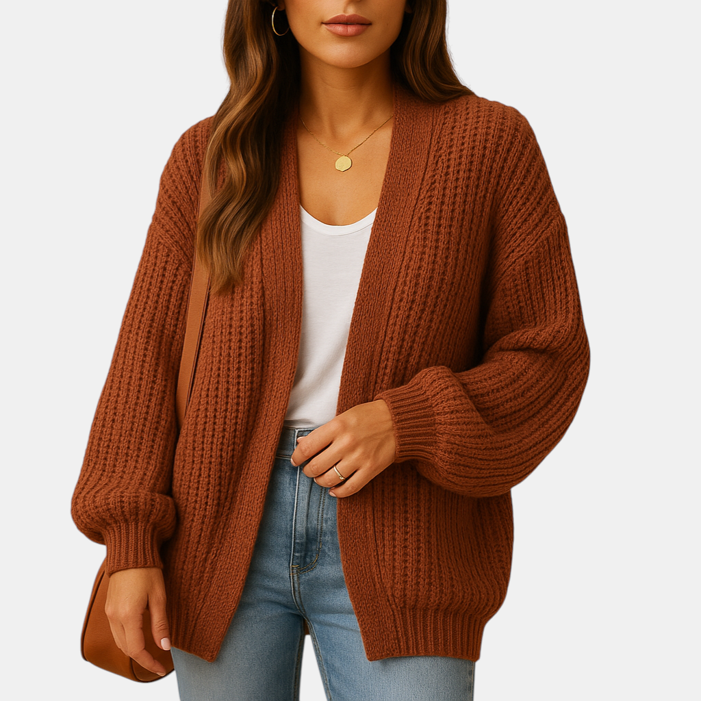Casual damesvest met open voorkant, ademende stof en losvallende pasvorm, ideaal voor laagjes in lente, herfst en winter