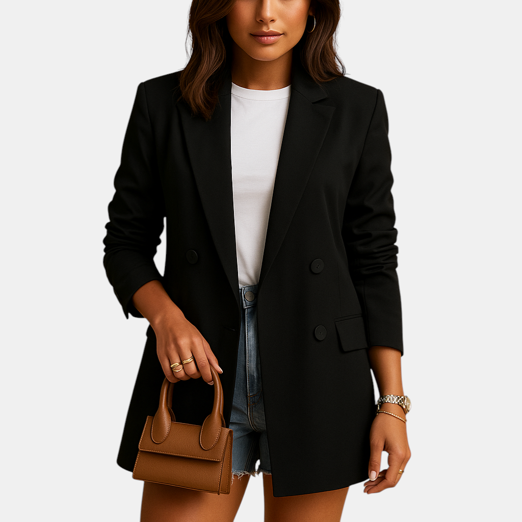 Zakelijke blazer voor dames met losse pasvorm in effen kleur, ideaal voor werk, vergaderingen of dagelijks gebruik.