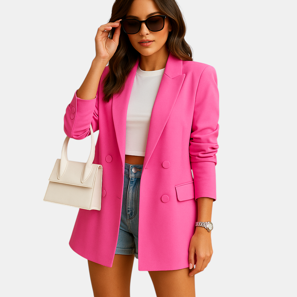 Zakelijke blazer voor dames met losse pasvorm in effen kleur, ideaal voor werk, vergaderingen of dagelijks gebruik.