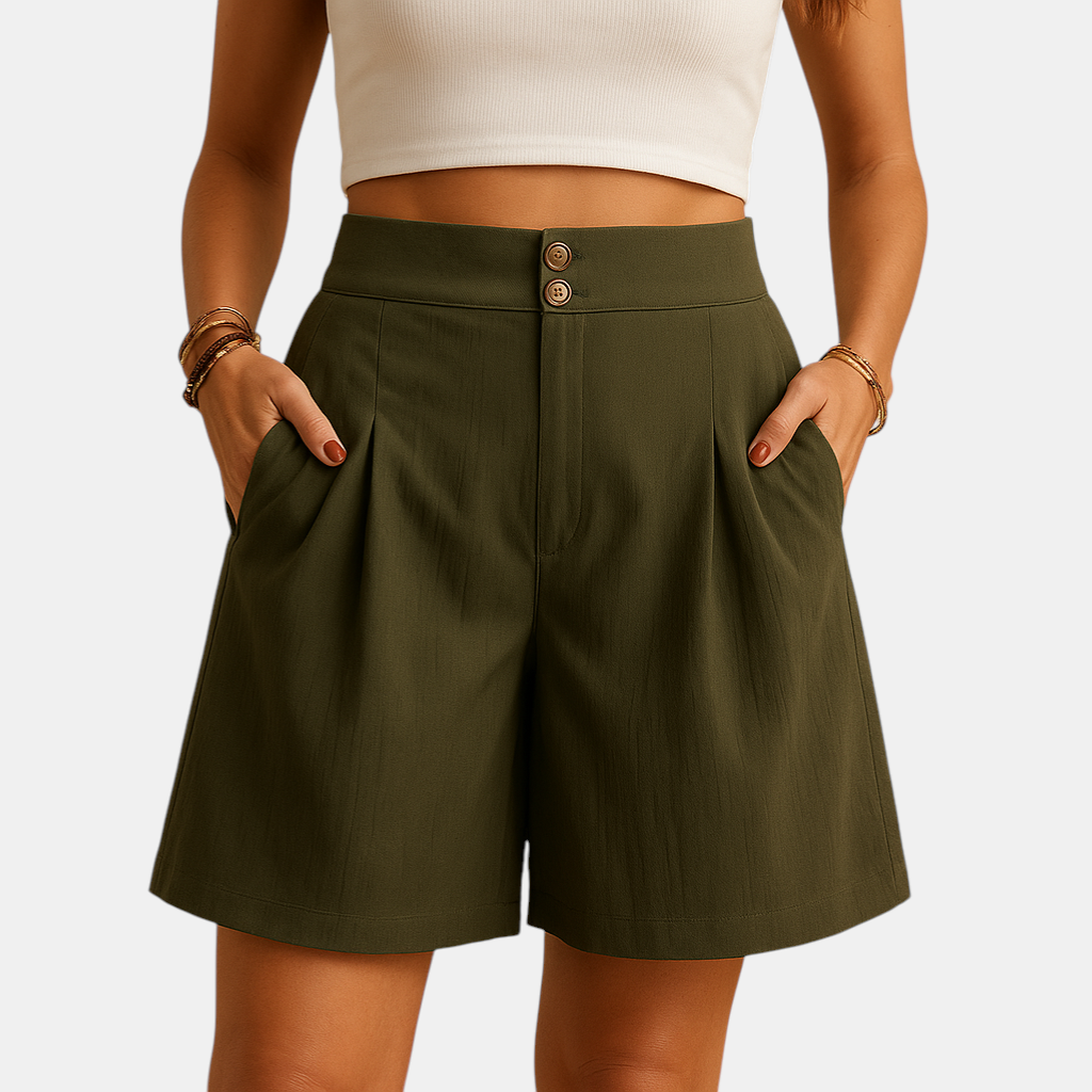 Dames korte broek met luchtige stof en moderne snit, ideaal voor zomerse dagen, vakanties of casual outfits