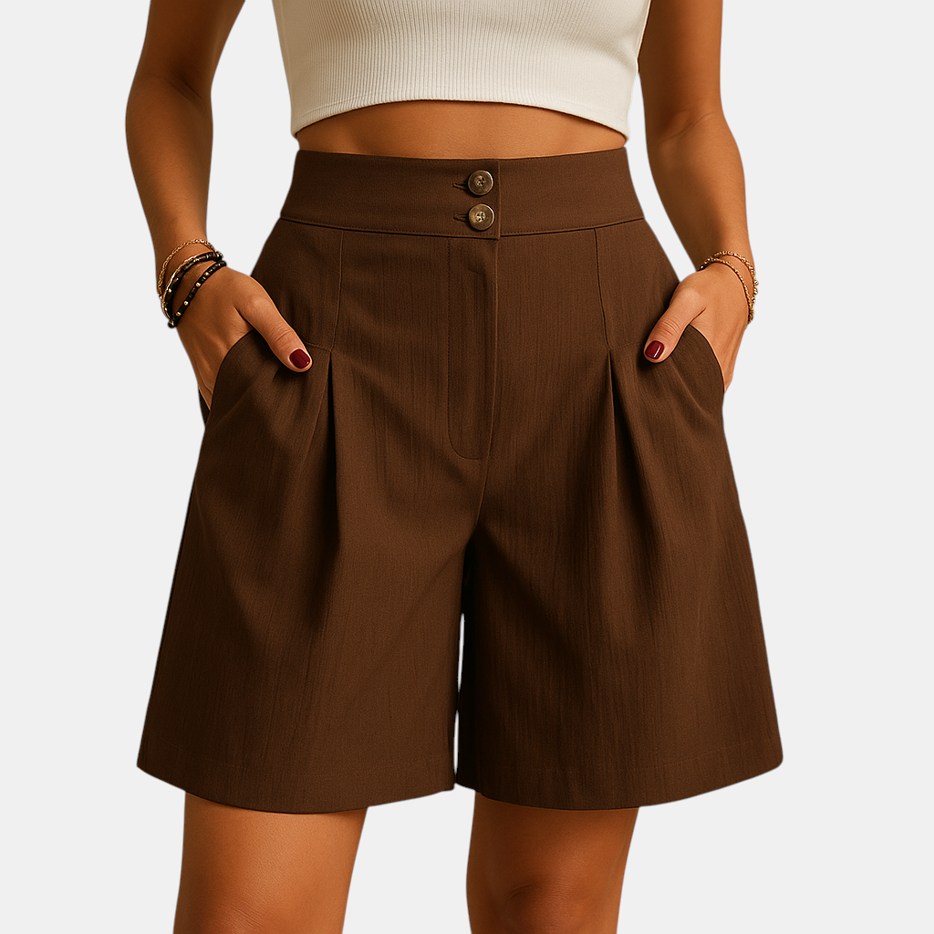 Dames korte broek met luchtige stof en moderne snit, ideaal voor zomerse dagen, vakanties of casual outfits