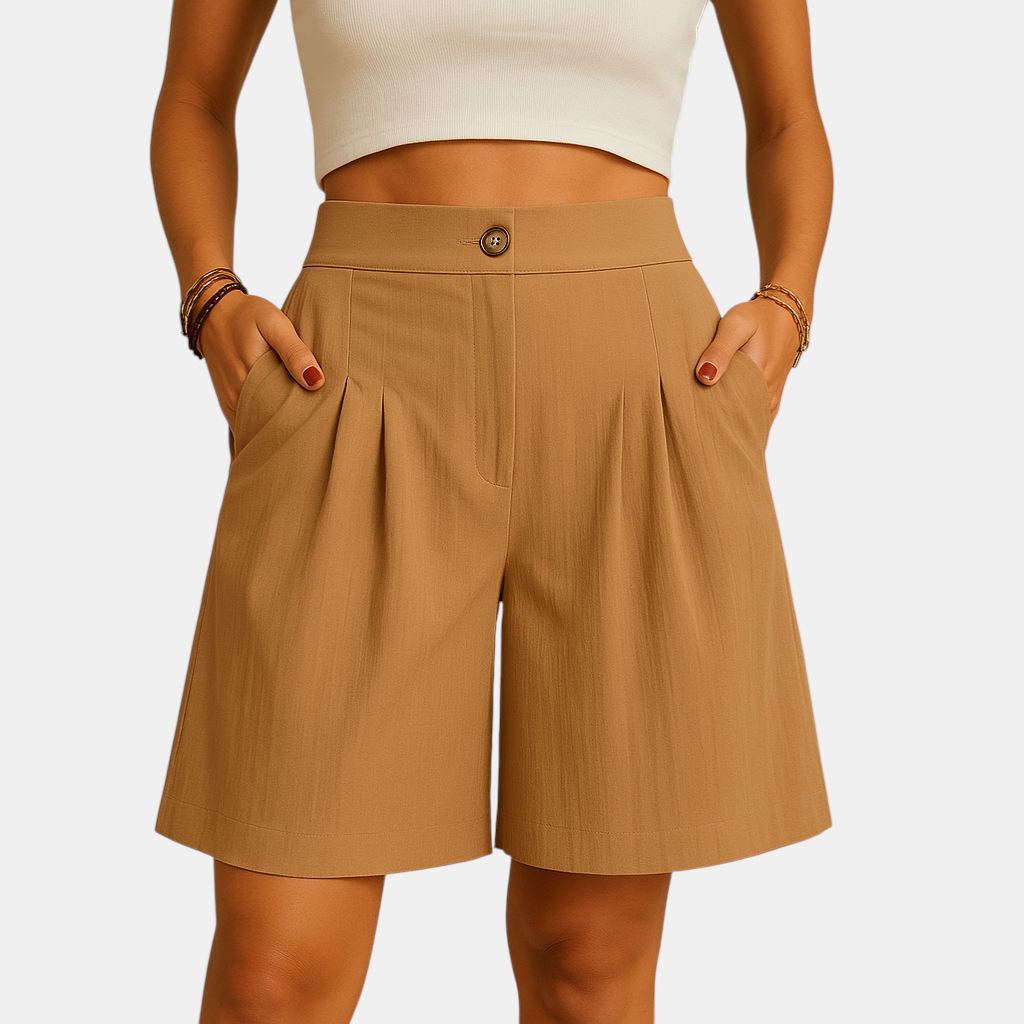 Dames korte broek met luchtige stof en moderne snit, ideaal voor zomerse dagen, vakanties of casual outfits
