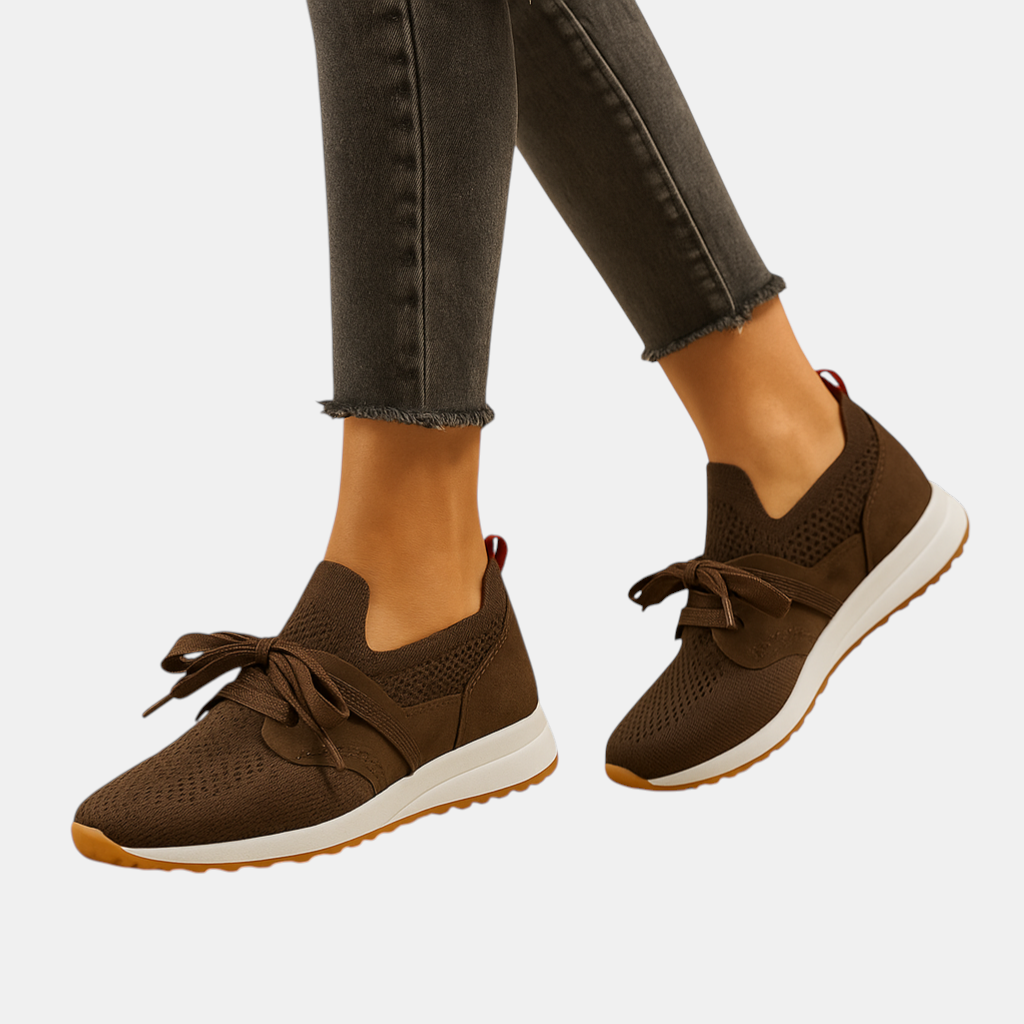Dames veterschoenen van ademend mesh met ronde neus, ideaal voor comfort tijdens wandelen en dagelijks gebruik.