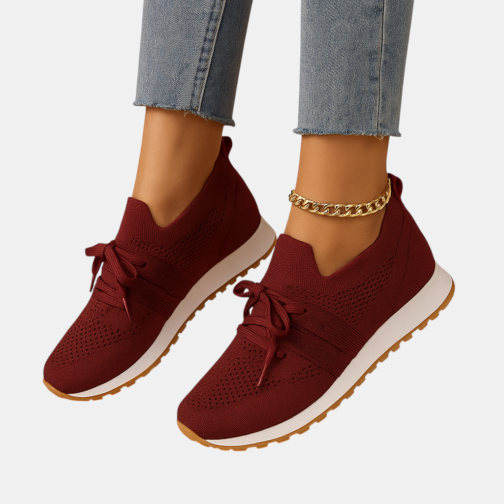 Dames veterschoenen van ademend mesh met ronde neus, ideaal voor comfort tijdens wandelen en dagelijks gebruik.
