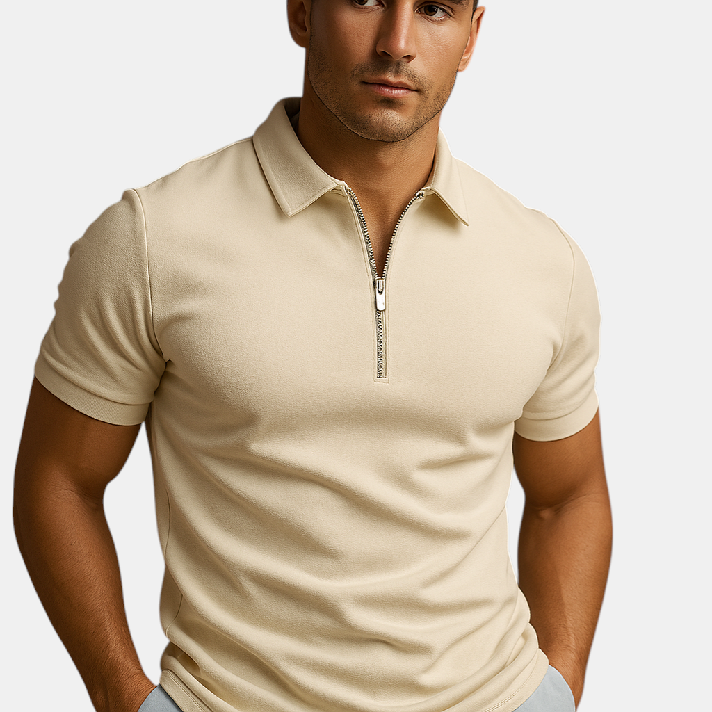 Moderne herenpolo met ritssluiting, geur- en vlekwerend, ideaal voor werk en casual gelegenheden.