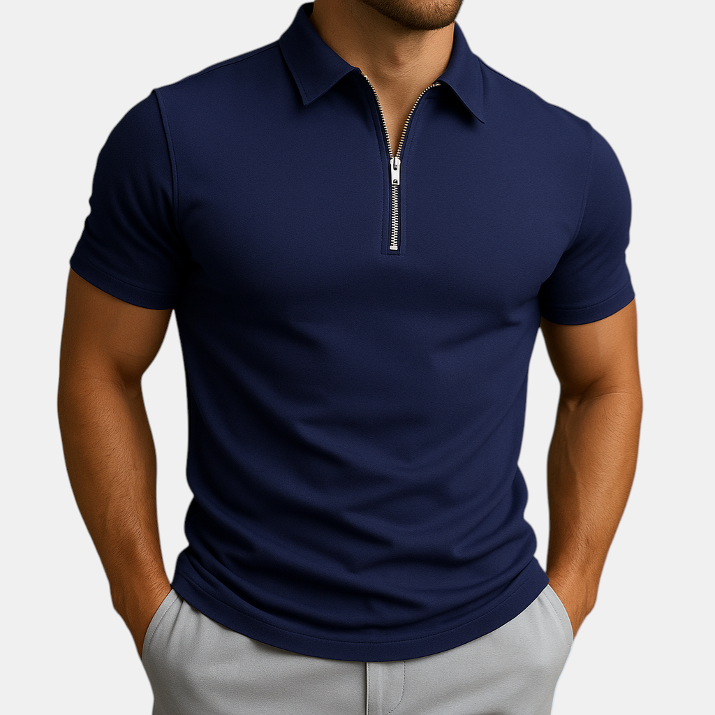Moderne herenpolo met ritssluiting, geur- en vlekwerend, ideaal voor werk en casual gelegenheden.