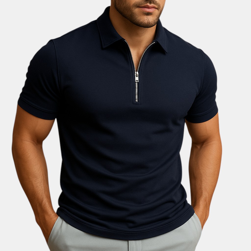Moderne herenpolo met ritssluiting, geur- en vlekwerend, ideaal voor werk en casual gelegenheden.
