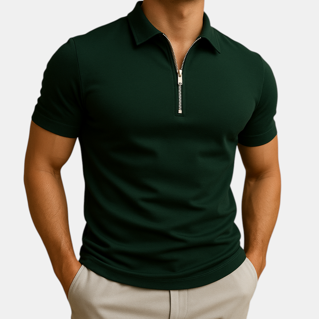 Moderne herenpolo met ritssluiting, geur- en vlekwerend, ideaal voor werk en casual gelegenheden.