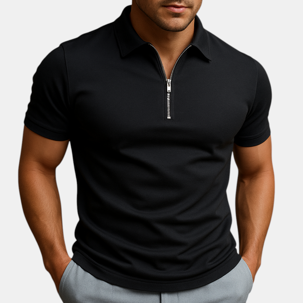 Moderne herenpolo met ritssluiting, geur- en vlekwerend, ideaal voor werk en casual gelegenheden.